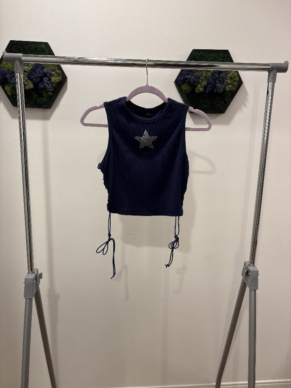 Blue Tank Top with Side Tie